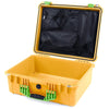 Pelican 1550 Case, Yellow with Lime Green Handle & Latches Mesh Lid Organizer Only ColorCase 015500-0100-240-300