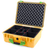 Pelican 1550 Case, Yellow with Lime Green Handle & Latches TrekPak Divider System with Convolute Lid Foam ColorCase 015500-0020-240-300