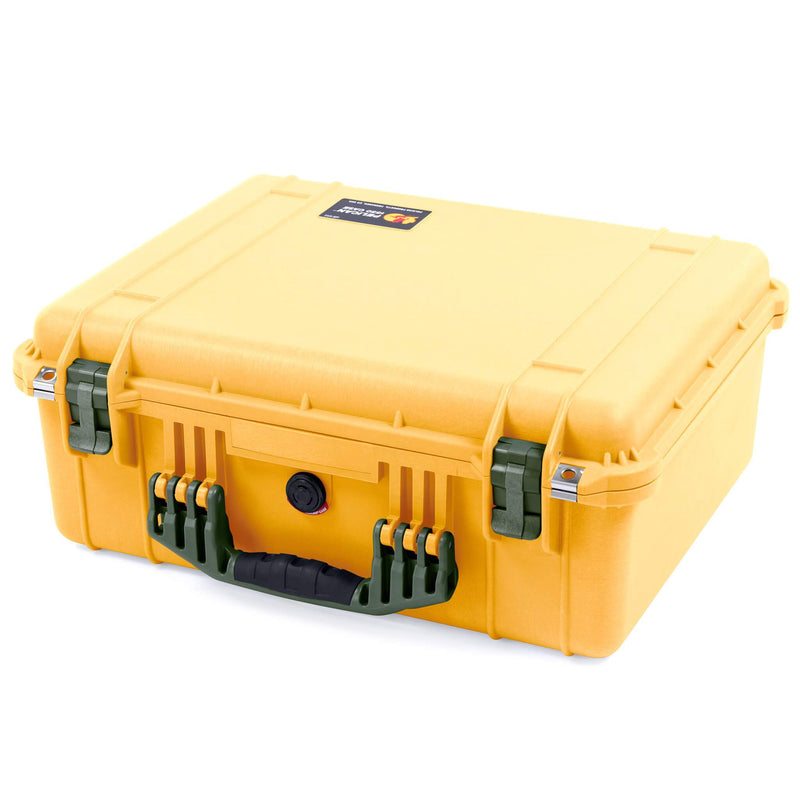 Pelican 1550 Case, Yellow with OD Green Handle & Latches ColorCase 