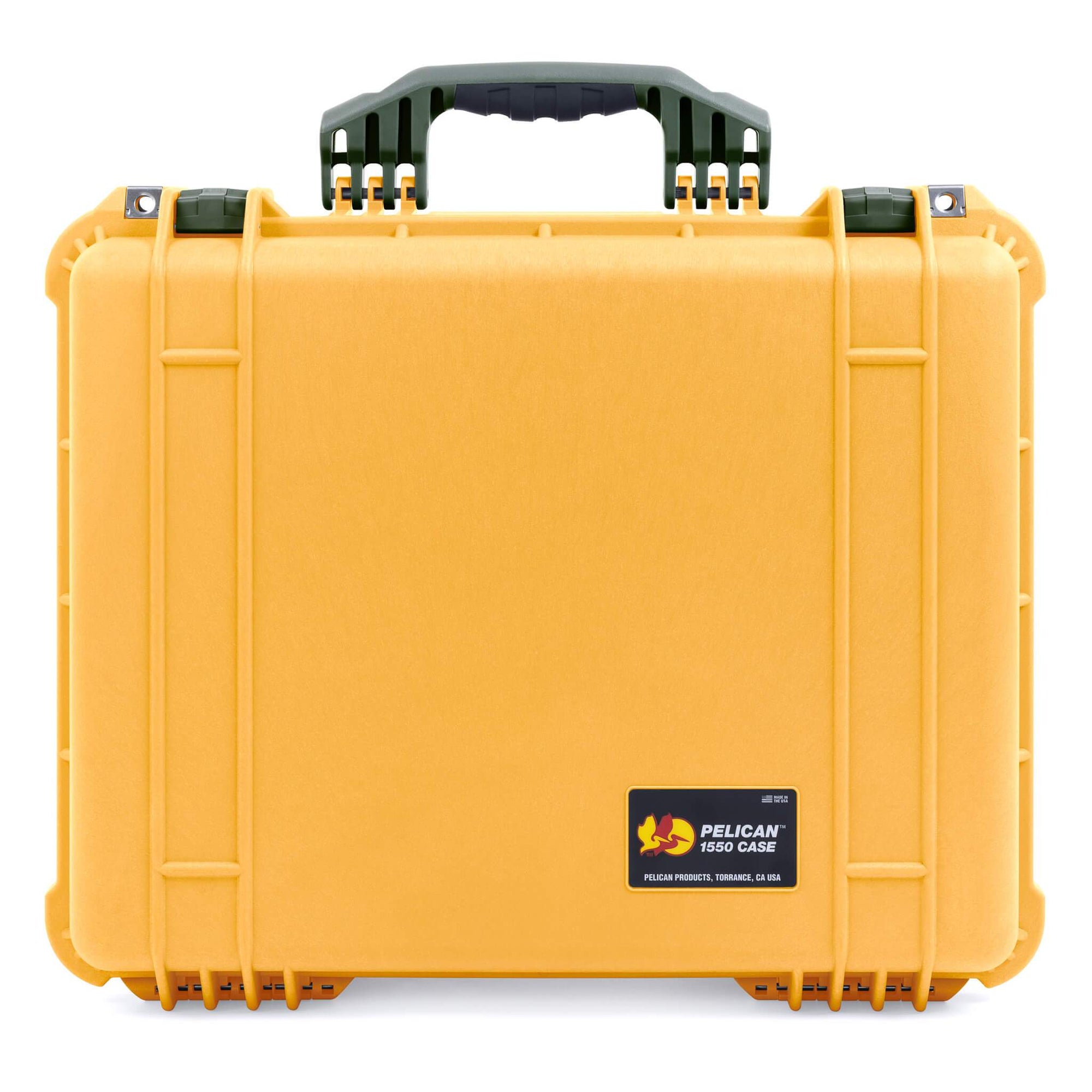 Pelican 1550 Case, Yellow with OD Green Handle & Latches ColorCase 