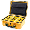 Pelican 1550 Case, Yellow with OD Green Handle & Latches Yellow Padded Microfiber Dividers with Computer Pouch ColorCase 015500-0210-240-130