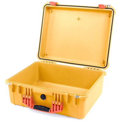 Pelican 1550 Case, Yellow with Orange Handle & Latches None (Case Only) ColorCase 015500-0000-240-150
