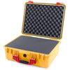 Pelican 1550 Case, Yellow with Red Handle & Latches Pick & Pluck Foam with Convolute Lid Foam ColorCase 015500-0001-240-320