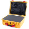 Pelican 1550 Case, Yellow with Red Handle & Latches Pick & Pluck Foam with Mesh Lid Organizer ColorCase 015500-0101-240-320