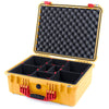Pelican 1550 Case, Yellow with Red Handle & Latches TrekPak Divider System with Convolute Lid Foam ColorCase 015500-0020-240-320