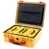 Pelican 1550 Case, Yellow with Red Handle & Latches Yellow Padded Microfiber Dividers with Computer Pouch ColorCase 015500-0210-240-320