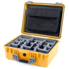 Pelican 1550 Case, Yellow with Silver Handle & Latches Gray Padded Microfiber Dividers with Computer Pouch ColorCase 015500-0270-240-180