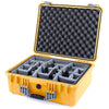 Pelican 1550 Case, Yellow with Silver Handle & Latches Gray Padded Microfiber Dividers with Convolute Lid Foam ColorCase 015500-0070-240-180