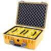 Pelican 1550 Case, Yellow with Silver Handle & Latches Yellow Padded Microfiber Dividers with Convolute Lid Foam ColorCase 015500-0010-240-180