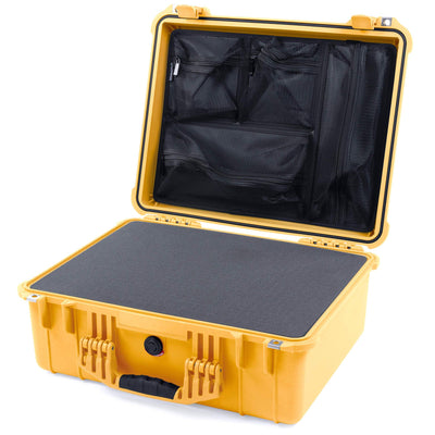Pelican 1550 Case, Yellow Pick & Pluck Foam with Mesh Lid Organizer ColorCase 015500-0101-240-240