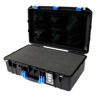 Pelican 1555 Air Case, Black with Blue Handle & Latches Pick & Pluck Foam with Mesh Lid Organizer ColorCase 015550-0101-110-120