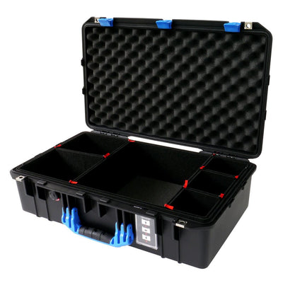 Pelican 1555 Air Case, Black with Blue Handle & Latches TrekPak Divider System with Convolute Lid Foam ColorCase 015550-0020-110-120
