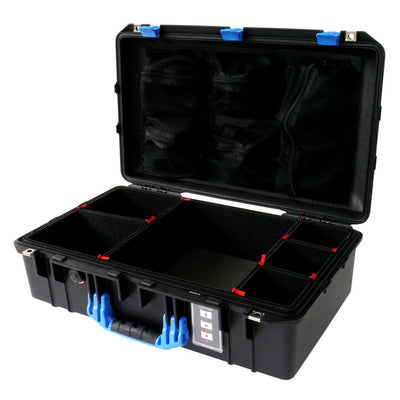 Pelican 1555 Air Case, Black with Blue Handle & Latches TrekPak Divider System with Mesh Lid Organizer ColorCase 015550-0120-110-120