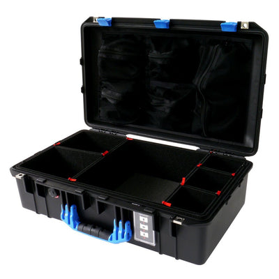 Pelican 1555 Air Case, Black with Blue Handle & Latches TrekPak Divider System with Mesh Lid Organizer ColorCase 015550-0120-110-120