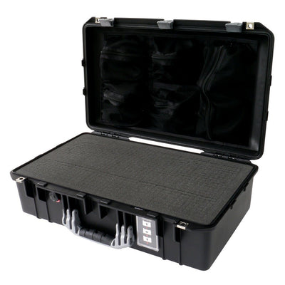Pelican 1555 Air Case, Black with Silver Handle & Latches Pick & Pluck Foam with Mesh Lid Organizer ColorCase 015550-0101-110-180