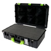 Pelican 1555 Air Case, Black with Lime Green Handle & Latches Pick & Pluck Foam with Mesh Lid Organizer ColorCase 015550-0101-110-300