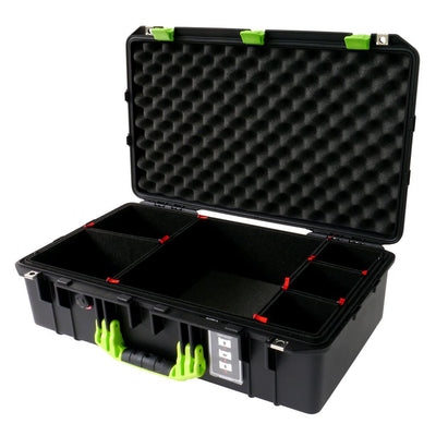 Pelican 1555 Air Case, Black with Lime Green Handle & Latches TrekPak Divider System with Convolute Lid Foam ColorCase 015550-0020-110-300