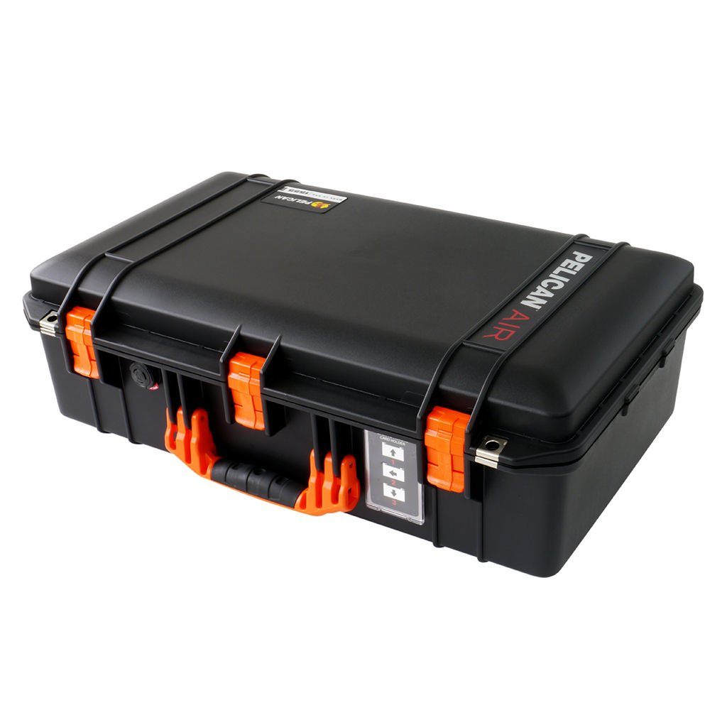 Pelican 1555 Air Case, Black with Orange Handle & Latches ColorCase 