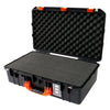 Pelican 1555 Air Case, Black with Orange Handle & Latches Pick & Pluck Foam with Convolute Lid Foam ColorCase 015550-0001-110-150
