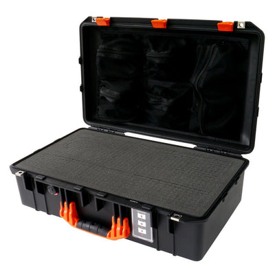 Pelican 1555 Air Case, Black with Orange Handle & Latches Pick & Pluck Foam with Mesh Lid Organizer ColorCase 015550-0101-110-150
