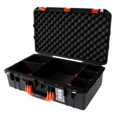 Pelican 1555 Air Case, Black with Orange Handle & Latches TrekPak Divider System with Convolute Lid Foam ColorCase 015550-0020-110-150