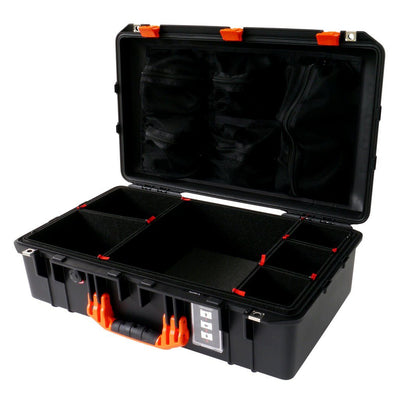 Pelican 1555 Air Case, Black with Orange Handle & Latches TrekPak Divider System with Mesh Lid Organizer ColorCase 015550-0120-110-150