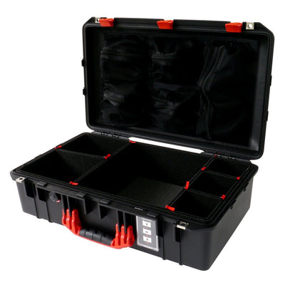 Pelican 1555 Air Case, Black with Red Handle & Latches TrekPak Divider System with Mesh Lid Organizer ColorCase 015550-0120-110-320