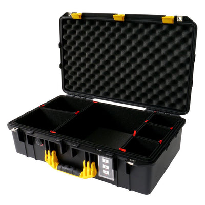 Pelican 1555 Air Case, Black with Yellow Handle & Latches TrekPak Divider System with Convolute Lid Foam ColorCase 015550-0020-110-240