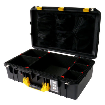 Pelican 1555 Air Case, Black with Yellow Handle & Latches TrekPak Divider System with Mesh Lid Organizer ColorCase 015550-0120-110-240