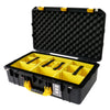 Pelican 1555 Air Case, Black with Yellow Handle & Latches Yellow Padded Microfiber Dividers with Convolute Lid Foam ColorCase 015550-0010-110-240