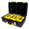 Pelican 1555 Air Case, Black with Yellow Handle & Latches Yellow Padded Microfiber Dividers with Mesh Lid Organizer ColorCase 015550-0110-110-240