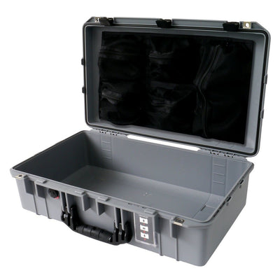 Pelican 1555 Air Case, Silver with Black Handle & Latches Mesh Lid Organizer Only ColorCase 015550-0100-180-110