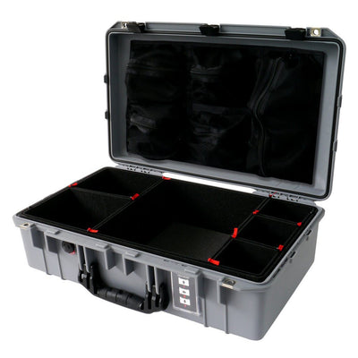 Pelican 1555 Air Case, Silver with Black Handle & Latches TrekPak Divider System with Mesh Lid Organizer ColorCase 015550-0120-180-110