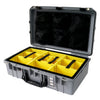 Pelican 1555 Air Case, Silver with Black Handle & Latches Yellow Padded Microfiber Dividers with Mesh Lid Organizer ColorCase 015550-0110-180-110