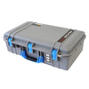 Pelican 1555 Air Case, Silver with Blue Handle & Latches ColorCase