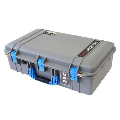 Pelican 1555 Air Case, Silver with Blue Handle & Latches ColorCase
