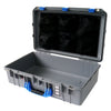 Pelican 1555 Air Case, Silver with Blue Handle & Latches Mesh Lid Organizer Only ColorCase 015550-0100-180-120