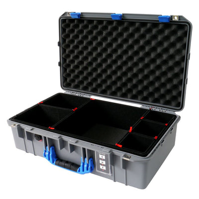 Pelican 1555 Air Case, Silver with Blue Handle & Latches TrekPak Divider System with Convolute Lid Foam ColorCase 015550-0020-180-120