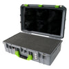 Pelican 1555 Air Case, Silver with Lime Green Handle & Latches Pick & Pluck Foam with Mesh Lid Organizer ColorCase 015550-0101-180-300