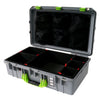 Pelican 1555 Air Case, Silver with Lime Green Handle & Latches TrekPak Divider System with Mesh Lid Organizer ColorCase 015550-0120-180-300