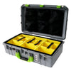 Pelican 1555 Air Case, Silver with Lime Green Handle & Latches Yellow Padded Microfiber Dividers with Mesh Lid Organizer ColorCase 015550-0110-180-300