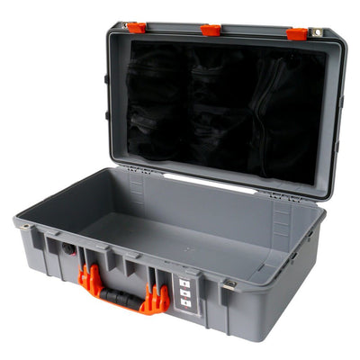 Pelican 1555 Air Case, Silver with Orange Handle & Latches Mesh Lid Organizer Only ColorCase 015550-0100-180-150