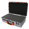 Pelican 1555 Air Case, Silver with Orange Handle & Latches Pick & Pluck Foam with Convolute Lid Foam ColorCase 015550-0001-180-150
