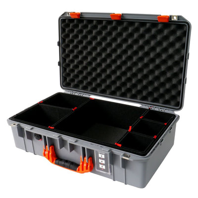 Pelican 1555 Air Case, Silver with Orange Handle & Latches TrekPak Divider System with Convolute Lid Foam ColorCase 015550-0020-180-150