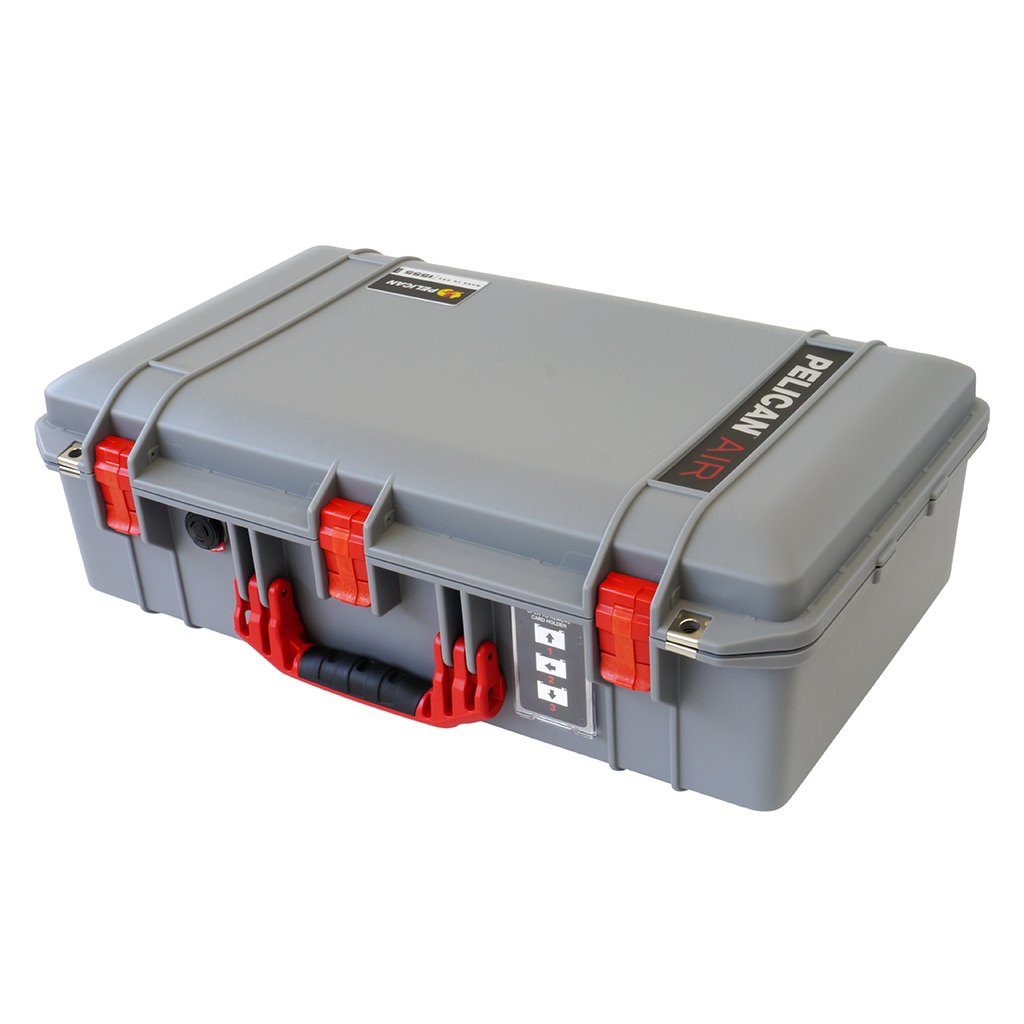 Pelican 1555 Air Case, Silver with Red Handle & Latches ColorCase 