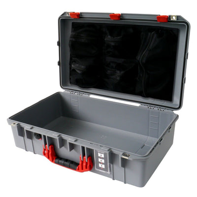 Pelican 1555 Air Case, Silver with Red Handle & Latches Mesh Lid Organizer Only ColorCase 015550-0100-180-320