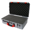 Pelican 1555 Air Case, Silver with Red Handle & Latches Pick & Pluck Foam with Convolute Lid Foam ColorCase 015550-0001-180-320
