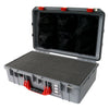 Pelican 1555 Air Case, Silver with Red Handle & Latches Pick & Pluck Foam with Mesh Lid Organizer ColorCase 015550-0101-180-320