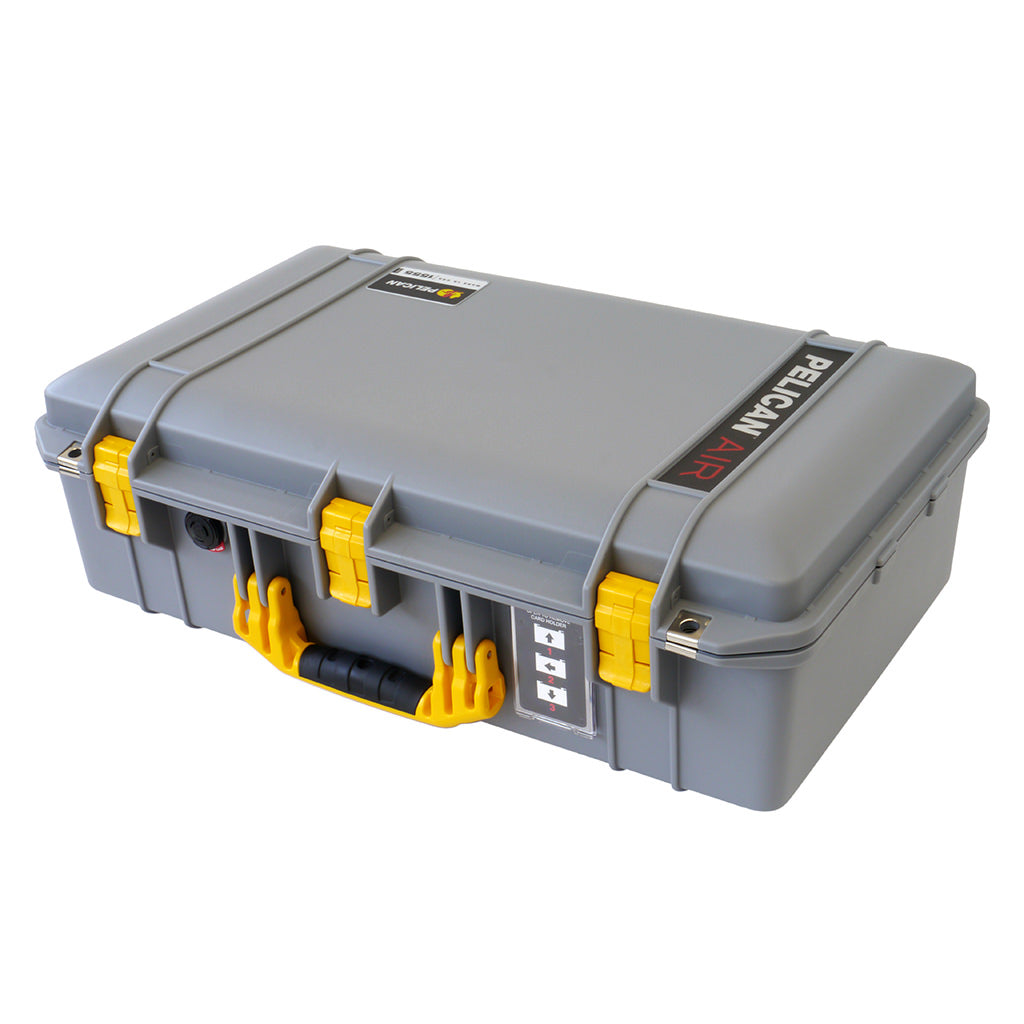 Pelican 1555 Air Case, Silver with Yellow Handle & Latches ColorCase 