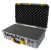 Pelican 1555 Air Case, Silver with Yellow Handle & Latches Pick & Pluck Foam with Convolute Lid Foam ColorCase 015550-0001-180-240